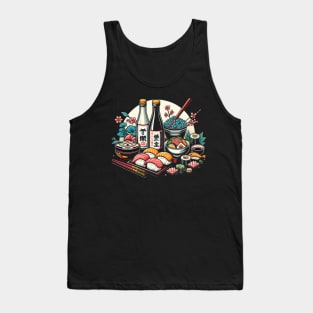 Sushi & Sake Elegance - Artistic Japanese Cuisine Tank Top